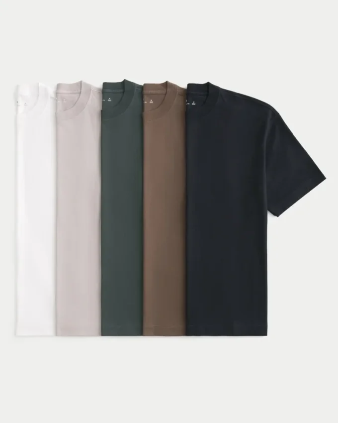 5er-Pack kastenförmige Crew-T-Shirts aus schwerer Baumwolle