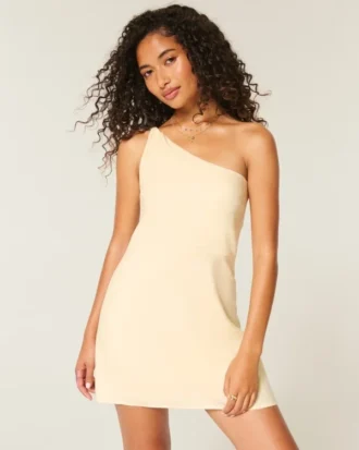 Asymmetrisches Minikleid aus Leinenmischung