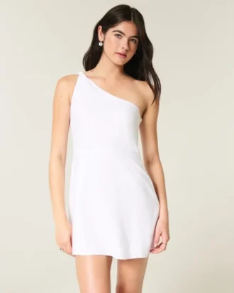 Asymmetrisches Minikleid aus Leinenmischung