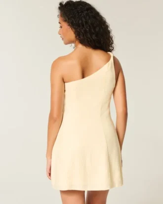 Asymmetrisches Minikleid aus Leinenmischung