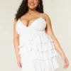Babydoll-Minikleid mit V-Ausschnitt und Rüschen
