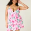 Babydoll-Minikleid mit V-Ausschnitt und Rüschen
