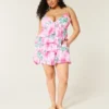 Babydoll-Minikleid mit V-Ausschnitt und Rüschen