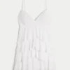 Babydoll-Minikleid mit V-Ausschnitt und Rüschen
