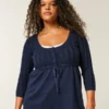 Babydoll-Pullover mit Zopfmuster