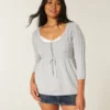 Babydoll-Pullover mit Zopfmuster