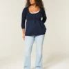 Babydoll-Pullover mit Zopfmuster