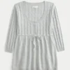 Babydoll-Pullover mit Zopfmuster