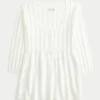 Babydoll-Pullover mit Zopfmuster