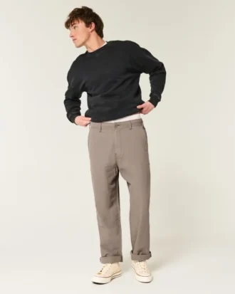 Baggy-Hose aus Leinenmischgewebe mit elastischem Bund