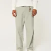 Baggy-Hose aus Leinenmischgewebe mit elastischem Bund