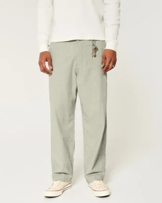 Baggy-Hose aus Leinenmischgewebe mit elastischem Bund