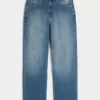 Baggy-Jeans mit Alien-Grafik in mittlerer Waschung
