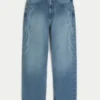 Baggy-Jeans mit mittlerer Waschung und Flammenprint