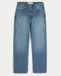 Baggy-Jeans mit mittlerer Waschung und Flammenprint