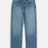 Baggy-Jeans mit mittlerer Waschung und Flammenprint