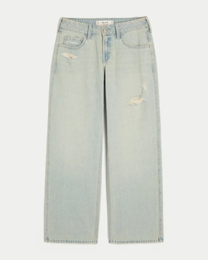 Baggy-Jeans mit niedriger Leibhöhe, leicht verwaschen