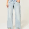 Baggy-Jeans mit niedriger Leibhöhe und heller Waschung