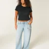 Baggy-Jeans mit niedriger Leibhöhe und Used-Look