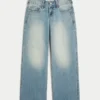 Baggy-Jeans mit niedriger Leibhöhe, Y2K-Stil, mittelstark gewaschen