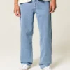 Baggy-Jeans mit Stickerei in mittlerer Waschung