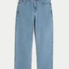 Baggy-Jeans mit Stickerei in mittlerer Waschung