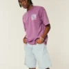 Baggy-Jeansshorts mit Kettenstickerei