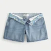 Baggy-Jeansshorts mit niedriger Leibhöhe, mittlerer Waschung und umgeschlagenem Bund, 5″
