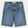Baggy-Jeansshorts mit Rosengrafik