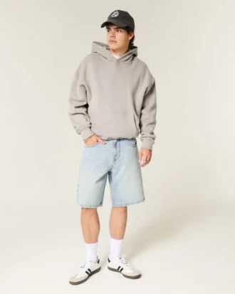 Baggy-Jeansshorts mit Stern-Grafik