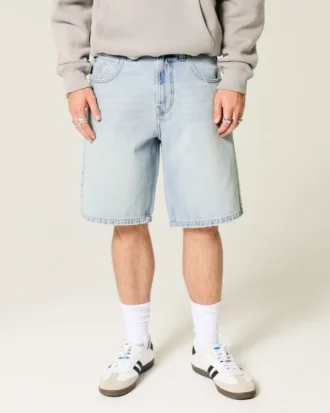 Baggy-Jeansshorts mit Stern-Grafik