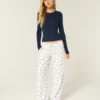 Bequeme gerippte Hose mit weitem Bein
