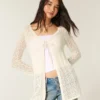 Bequeme, langärmelige Strandjacke mit Bindeband vorne