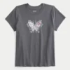 Bequemes, figurumspielendes T-Shirt mit Schmetterlingsmotiv