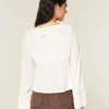 Bequemes langärmeliges Babydoll-Oberteil mit Rüschen