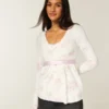 Bequemes langärmeliges Babydoll-Oberteil mit Wickelausschnitt