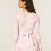 Bequemes langärmeliges Babydoll-Oberteil mit Wickelausschnitt