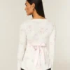 Bequemes langärmeliges Babydoll-Oberteil mit Wickelausschnitt