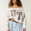 Bequemes Sweatshirt mit Schulterausschnitt und Aufdruck der University of Texas