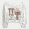 Bequemes Sweatshirt mit Schulterausschnitt und Aufdruck der University of Texas