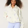 Bestickte Sherpa-Fleecejacke