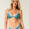Besticktes Bikini-Oberteil mit Bügel und tiefem Ausschnitt