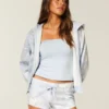 Blaue Mini-Shorts aus Camouflage-Fleece