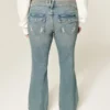 Bootcut-Jeans mit niedriger Leibhöhe, Butterfly-Stickerei und mittlerer Waschung