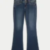 Bootcut-Jeans mit niedriger Leibhöhe und dunkler Waschung