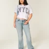 Bootcut-Jeans mit niedriger Leibhöhe und heller Waschung