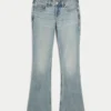 Bootcut-Jeans mit niedriger Leibhöhe und heller Waschung