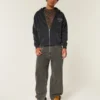 Boxy Hollywood Grafik-Kapuzenjacke mit Reißverschluss