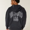 Boxy Hollywood Grafik-Kapuzenjacke mit Reißverschluss