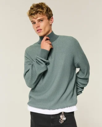 Boxy-Pullover mit Viertelreißverschluss